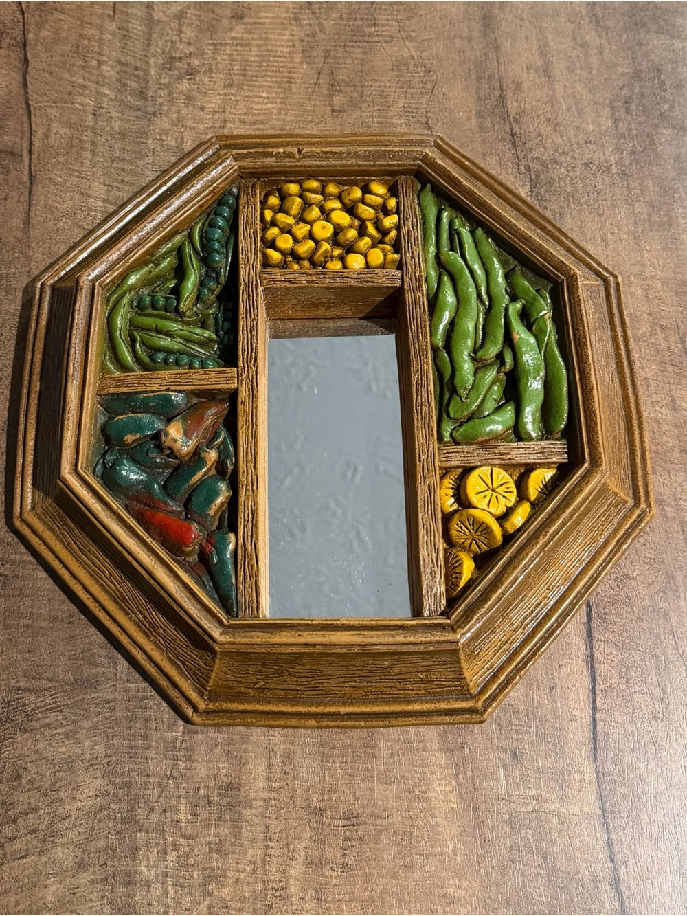 Vintage Syroco octagon Vegetable Plaque Mirror
